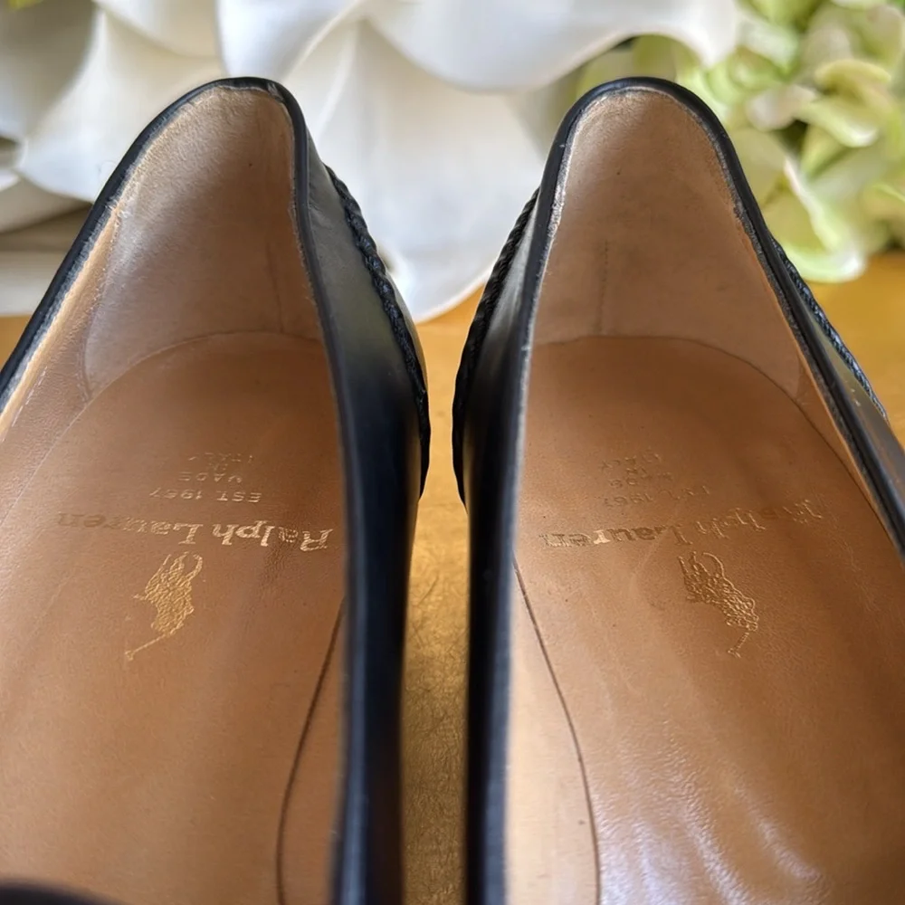 Ralph Lauren Made in Italy Heeled Penny Loafer in Black Leather - Picture 11 of 16